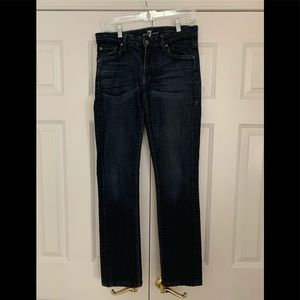 7 For All Mankind woman's Kimmie straight leg dark wash mid-rise jeans